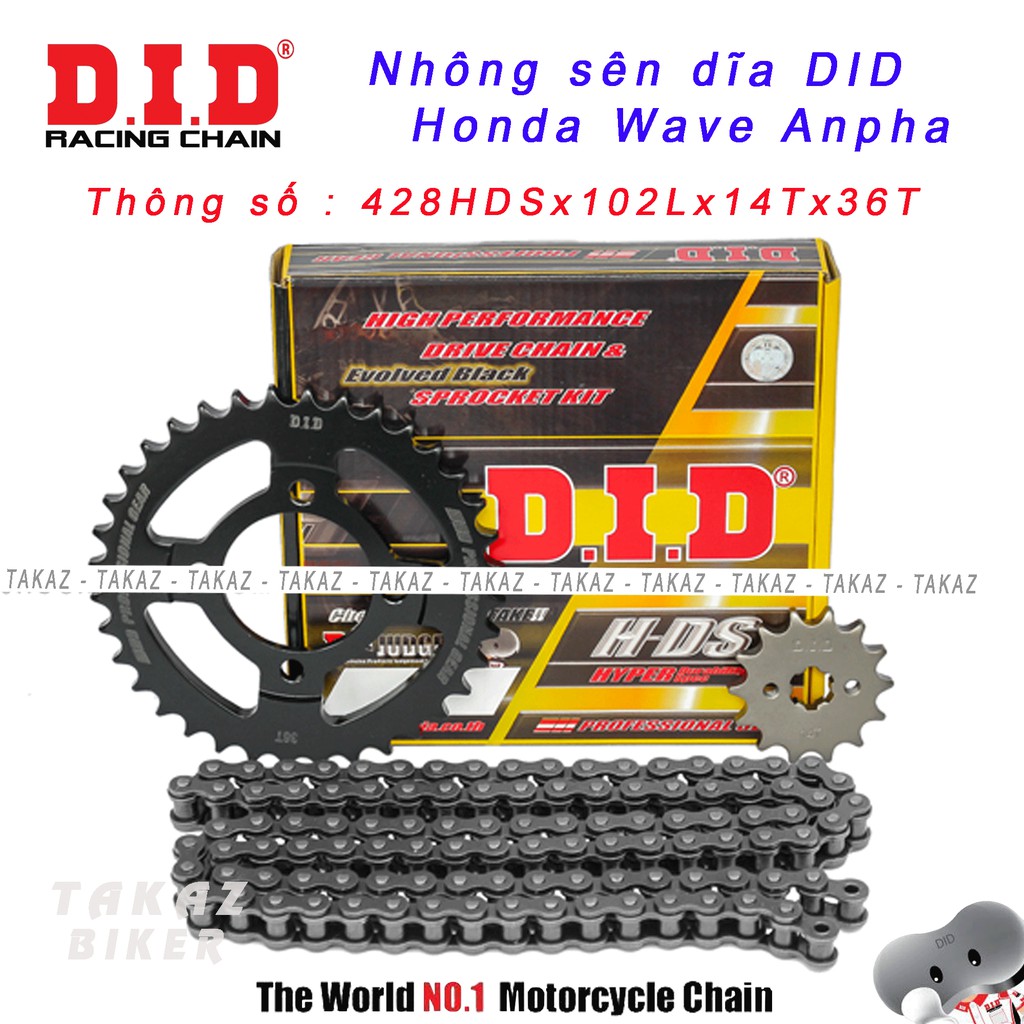 Sên nhông đĩa DID HDS Honda Ware Alpha - sên HDS 10 ly Thái Lan B1 mã sp