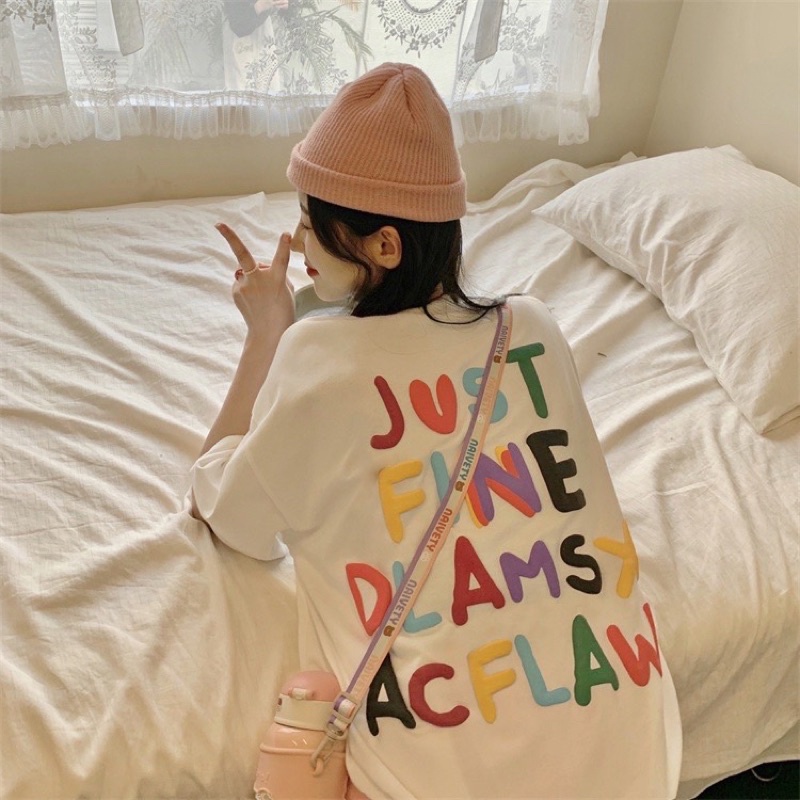 Áo thun phông logo tay nam nữ PINK tay lỡ form rộng DLAMSX Unisex