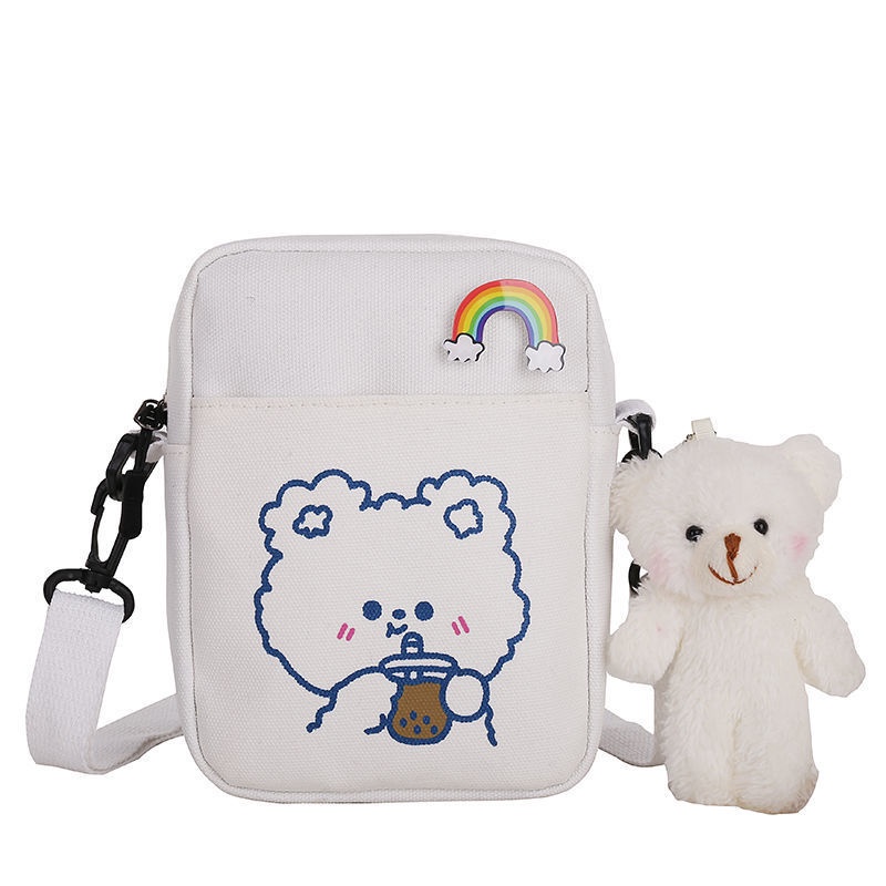 Túi Canvas Đeo Chéo Kiểu Dáng Dễ Thương Cho Nữ Sinh