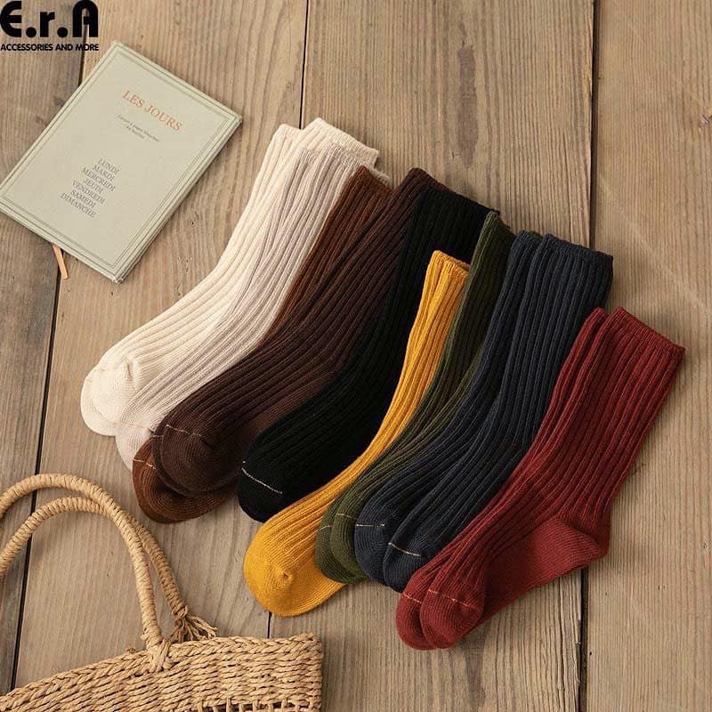 Tất Cổ Cao Nam/ Nữ ERASHOP - Sọc Lớn Màu Trơn Đơn Giản (mẫu 2), Vải Co Giãn 4 Chiều, Siêu Rẻ Đẹp