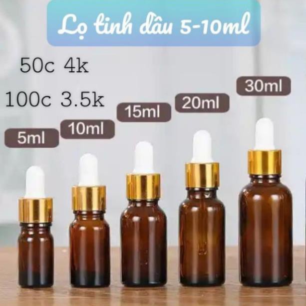 Lọ Chiết Serum ❤ GIÁ TỐT NHẤT ❤ [5ml,10ml] Lọ đựng tinh dầu bóp giọt khoen vàng , phụ kiện du lịch