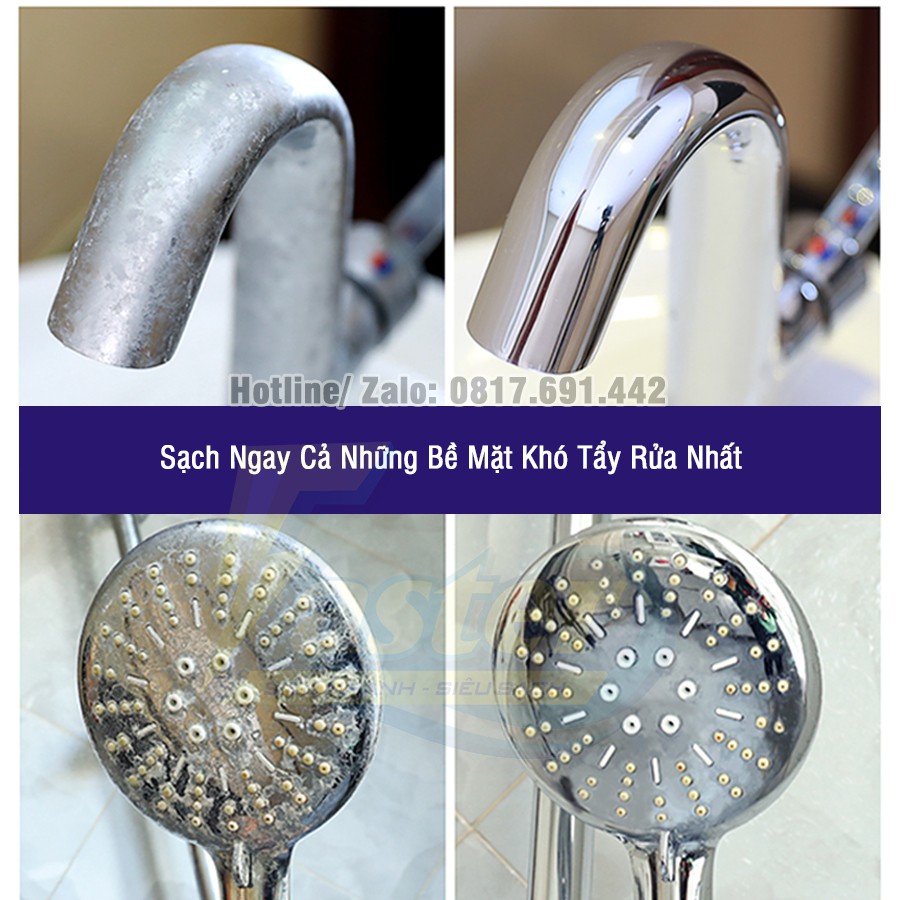 (TIẾT KIỆM 20K) Combo Nước Tẩy Dầu Mỡ Nhà Bếp &amp; Nước Tẩy Inox Gỉ Sét, Tẩy Cặn Canxi Trên Inox Chai Lớn Faster 500ml