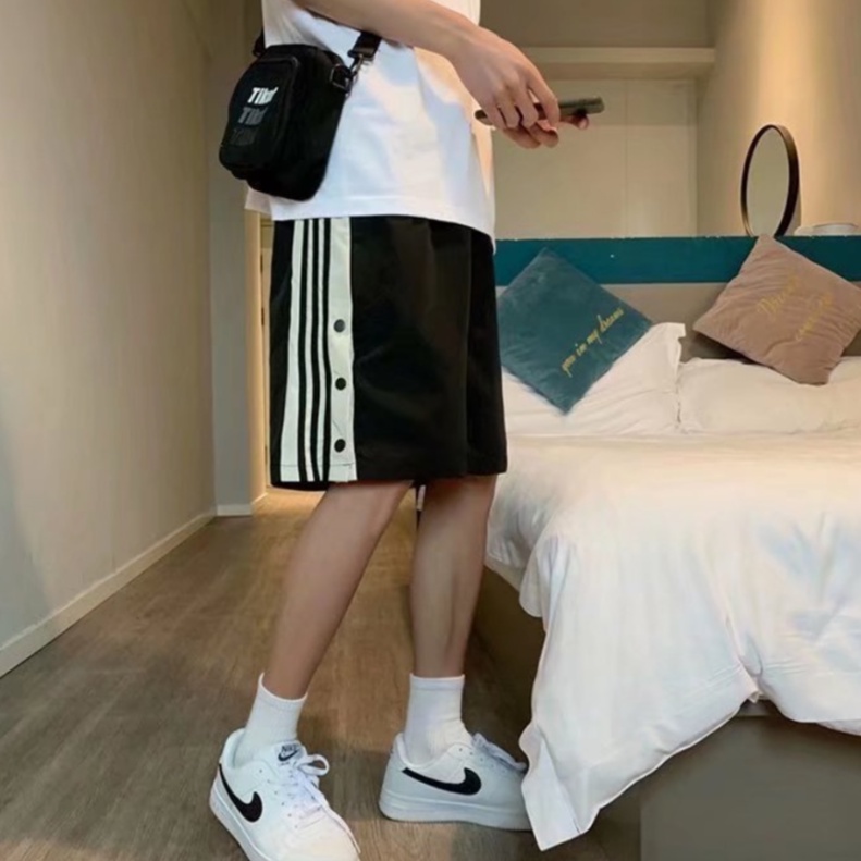 Quần Short Thể Thao Phối Nút Phong Cách Nhật Bản Cho Nam