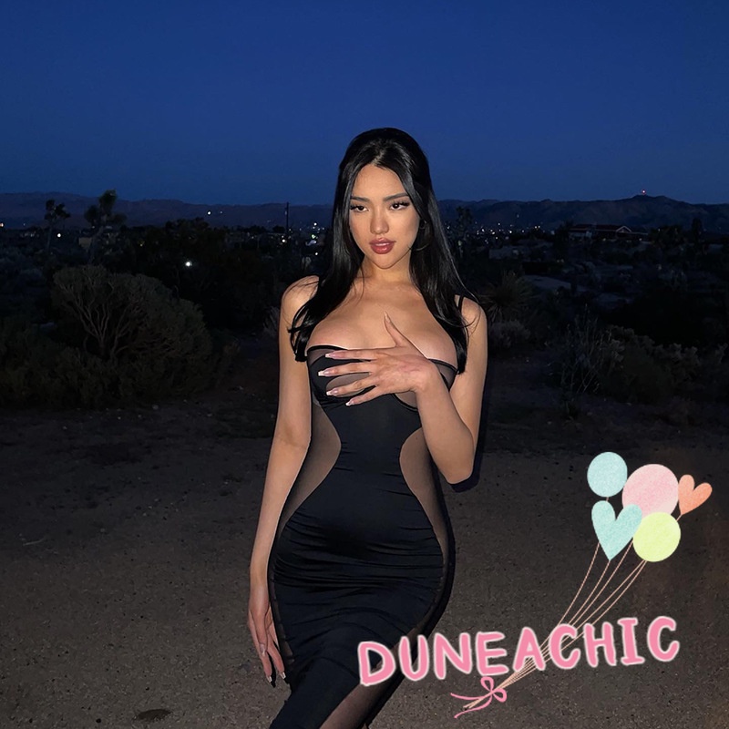 DUNEA Đầm lưới xuyên thấu gợi cảm thời trang dành cho nữ