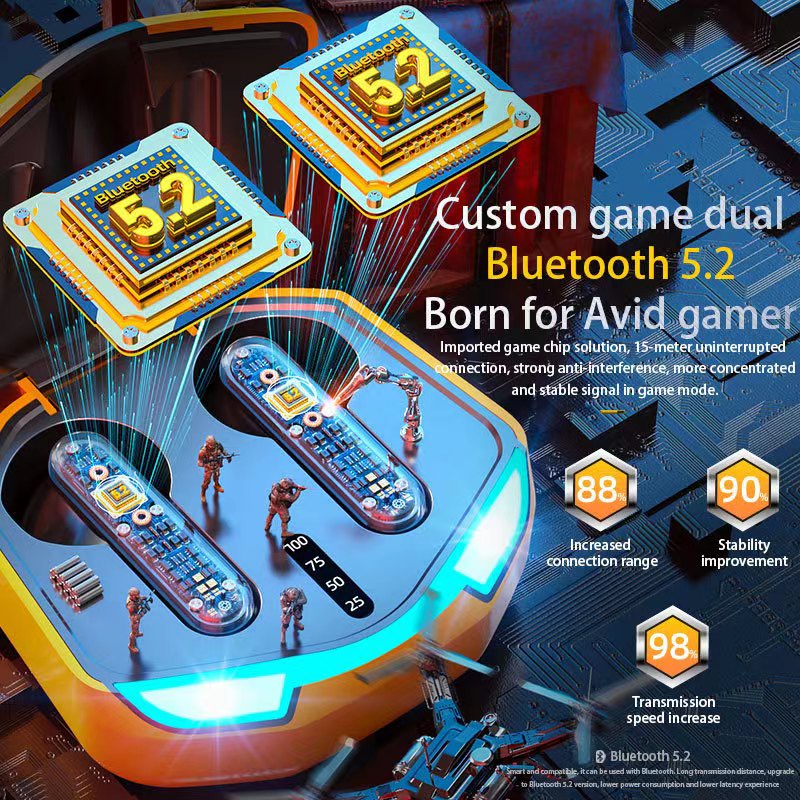 Tai nghe bluetooth S200 thế hệ mới - Siêu phẩm tai nghe Gaming Thiết kế phong cách thể thao- Cá tính-đẳng cấp