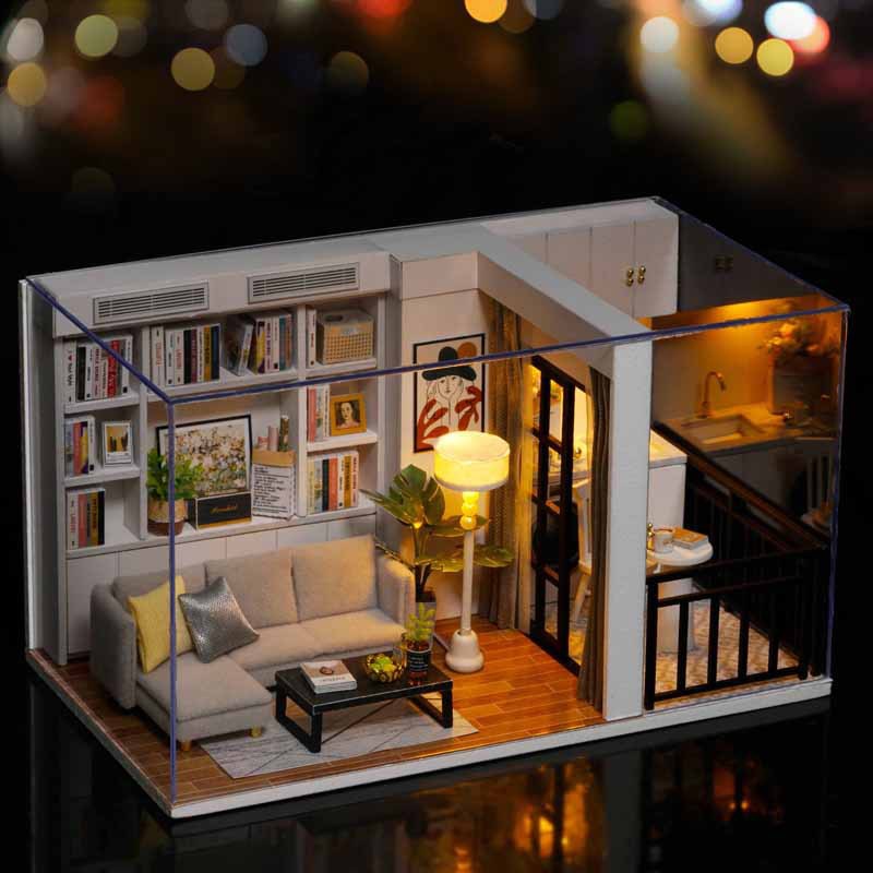 Mô hình nhà DIY Doll House Feel the Genki Life Kèm Mica Chống bụi, Bộ dụng cụ và Keo dán