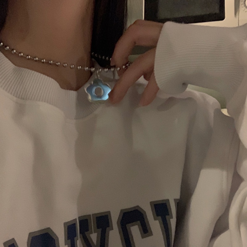 Vòng cổ Chuỗi Hạt Tròn Bằng Thép Titan Không Phai Hình Hoa Đơn Giản Ngọt Ngào Và Thời Trang Mùa Hè Cho Nữ