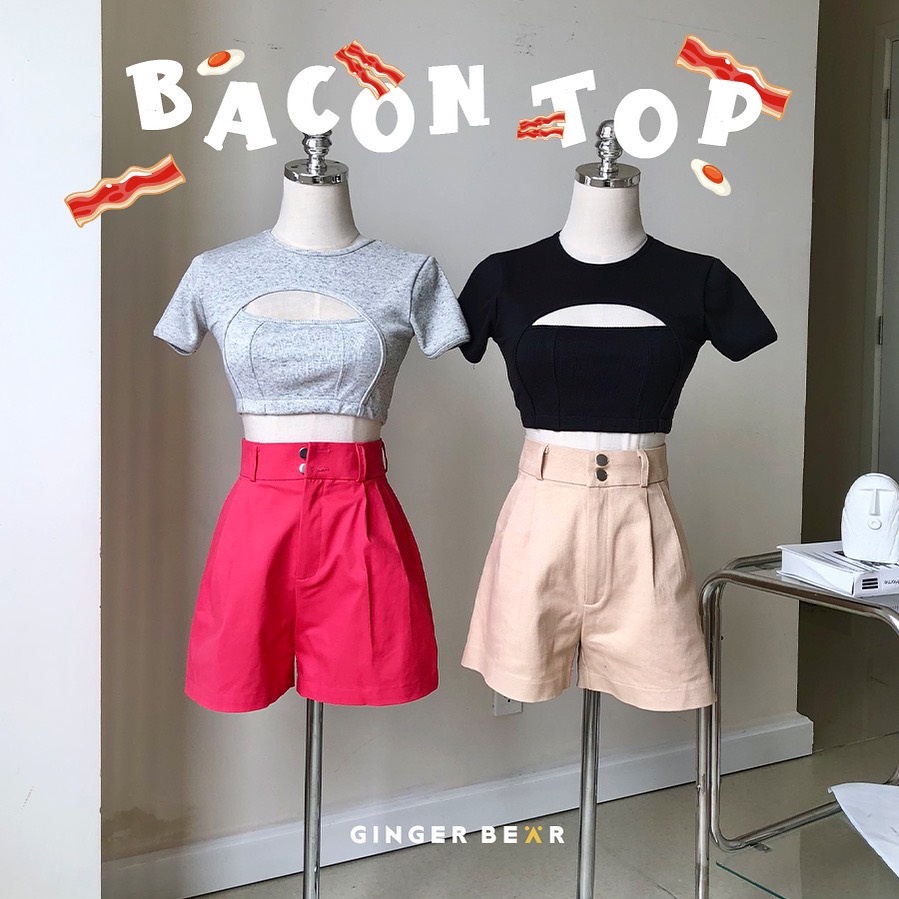 Áo Croptop Cut Out Ngực Bacon Croptop - Gingerbear