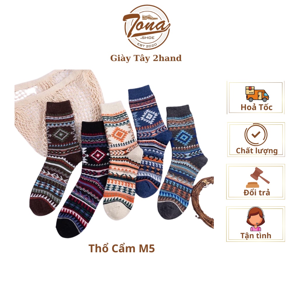 [TonaShoe] Tất Thổ Cẩm Hoạ Tiết Thoi Lớn Vintage Nam Nữ M5