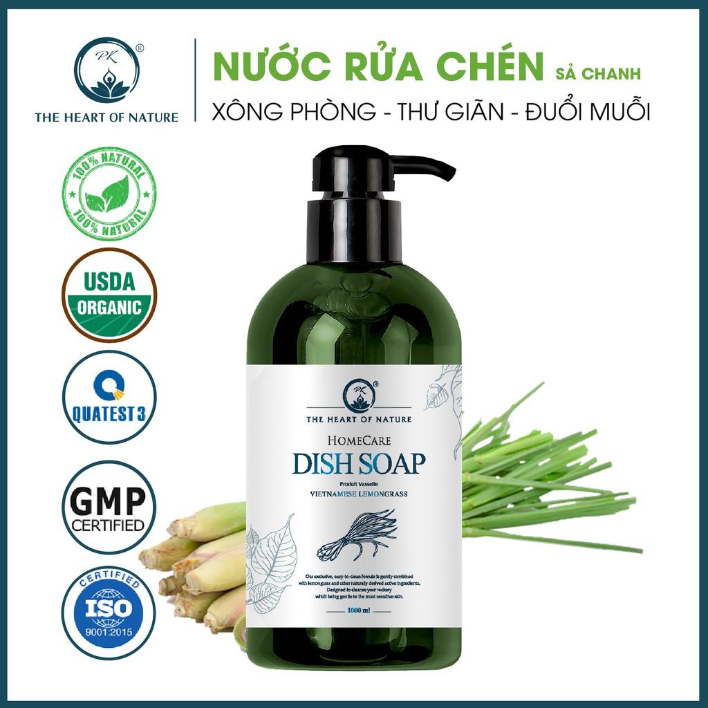 Nước rửa chén tinh dầu thảo mộc PK 1000ml - thành phần hữu cơ, an toàn da tay