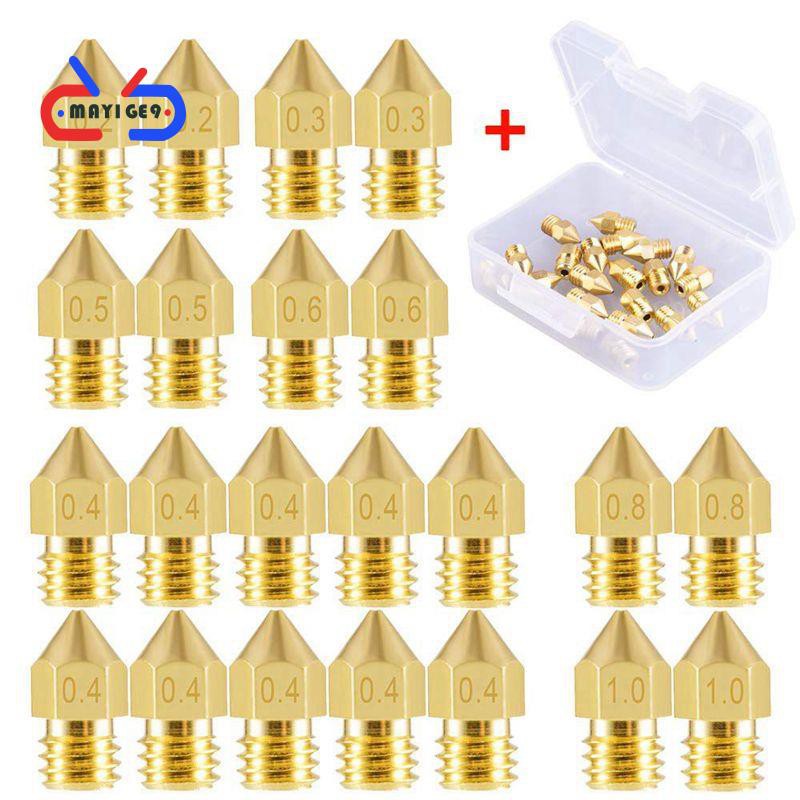Bộ 22 Đầu Phun Mk8 0.2mm, 0.3mm, 0.4mm, 0.5mm, 0.6mm, 0.8mm, 1.0mm Cho Máy In 3d