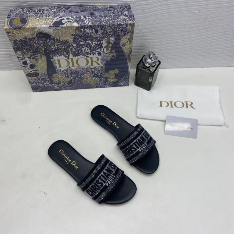 c Dép Lê Nữ Cd Quai Ngang Đính Đá Mềm Êm Fullbox Bill Túi Cao Cấp