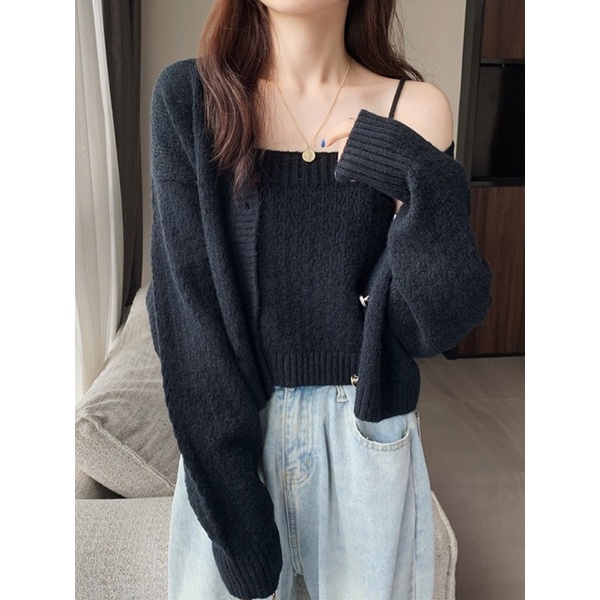 Áo len 2 dây +áo khoác crt len free size lên dáng siêu xinh #aokhoac # hangthudong #aocadigan | BigBuy360 - bigbuy360.vn