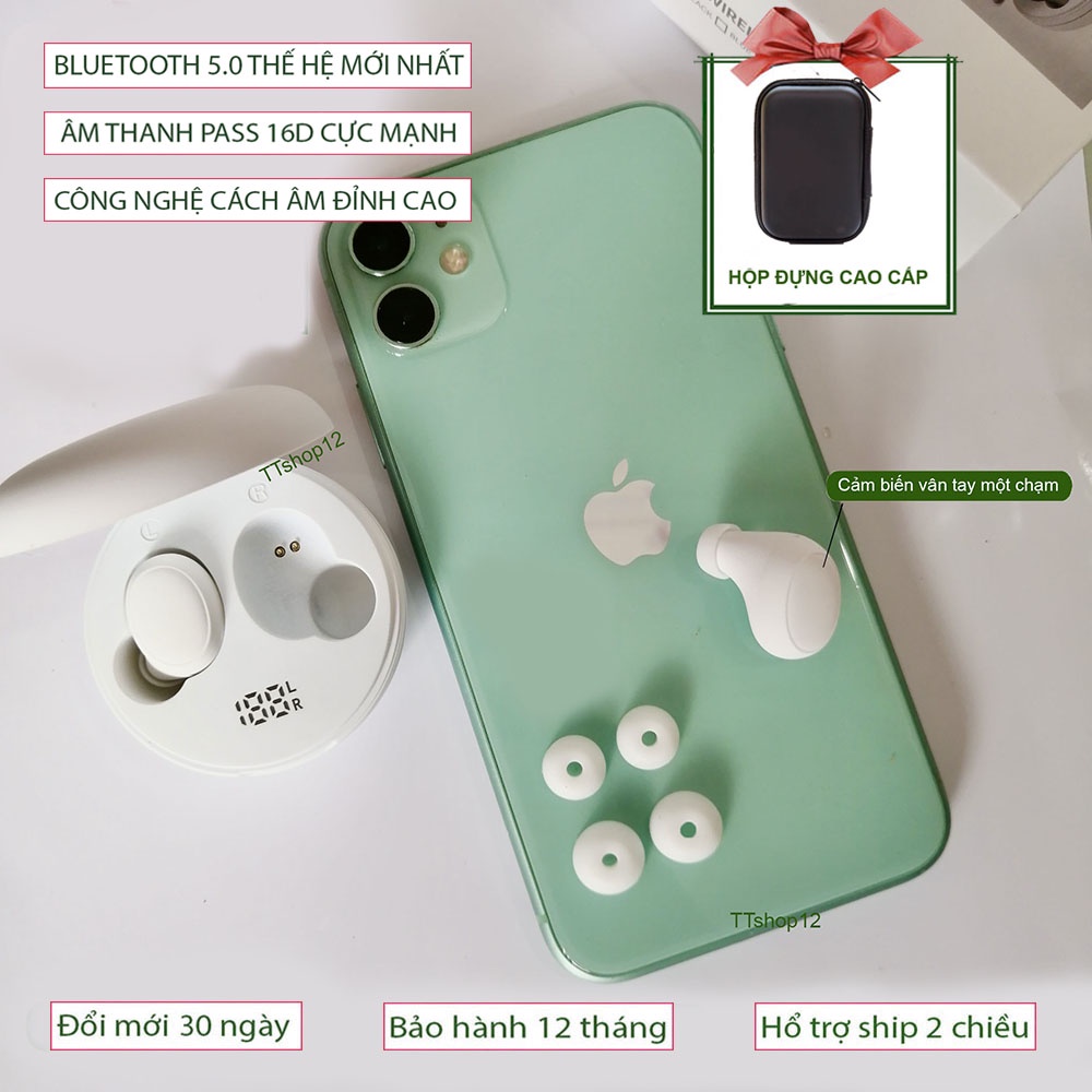 Tai nghe bluetooth InPods Cake âm thanh vòm 16D Superpass Bluetooth 5.1 cảm biến vân tay tiện lợi chống nước IPX5