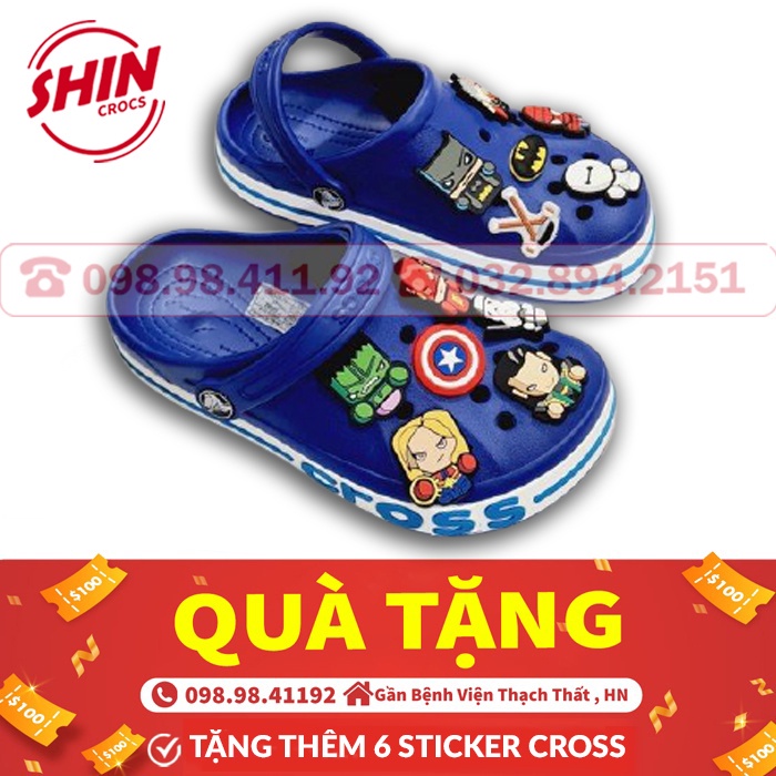 dép cross cho béFREESHIPmàu xanh dương biển SUCBAYAXABH  tặng thêm 6 jibitz cross