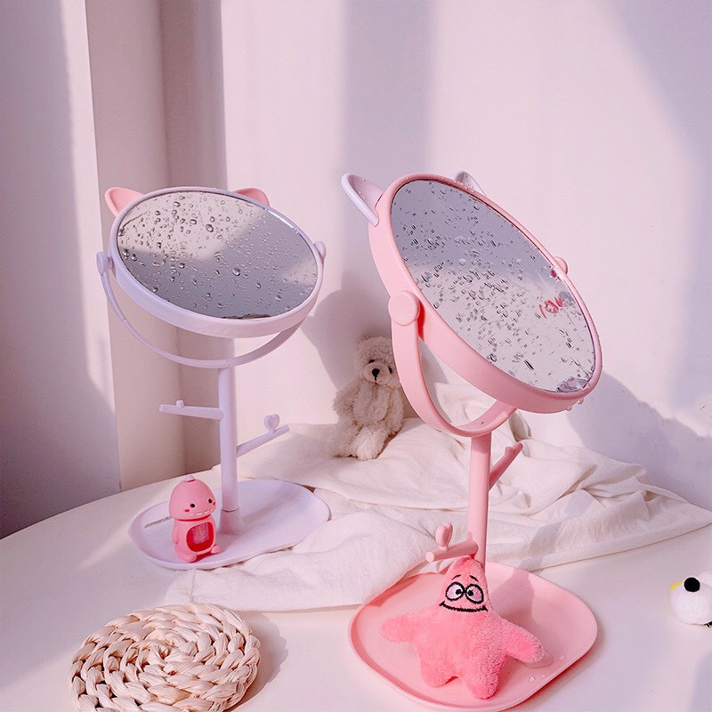 Gương để bàn trang điểm hình tai mèo Mua Tất (muatatshop)