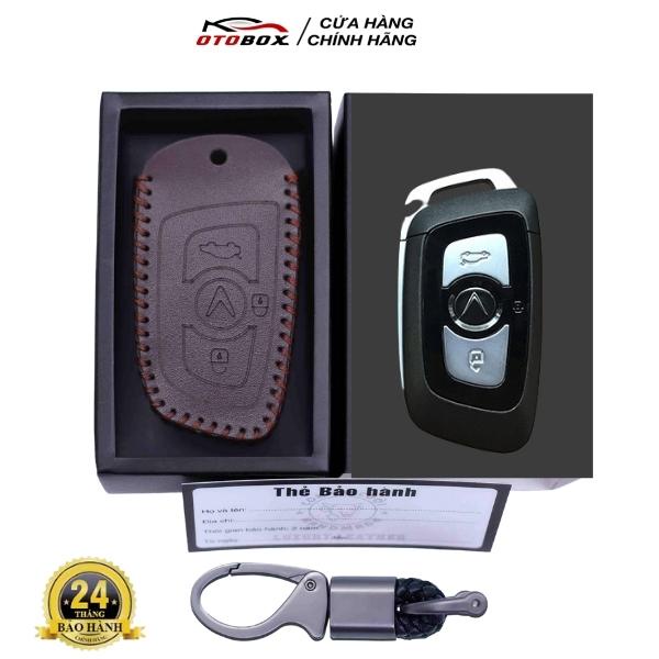 Bao da chìa khoá ô tô smartkey vinfast lux a, lux sa, bọc chìa khoá ô tô vinfast da cao cấp bảo vệ chống xước