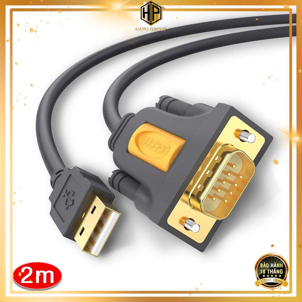 Cáp chuyển đổi USB 2.0 ra COM RS232 Ugreen 20222 dài 2m chính hãng - Hapugroup