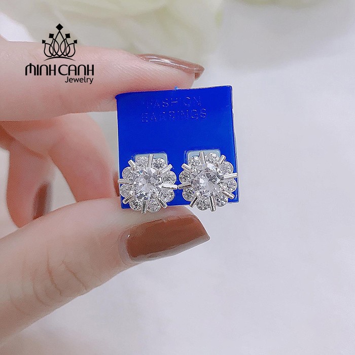 Bông Tai Bạc Hoa Đá - Minh Canh Jewelry