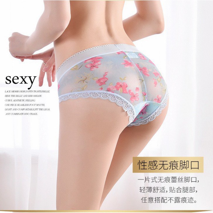 Quần lót thổ cẩm thêu hoa  cạp bản to kháng khuẩn gợi cảm Hàng Quảng Châu Cao Cấp (QL9)