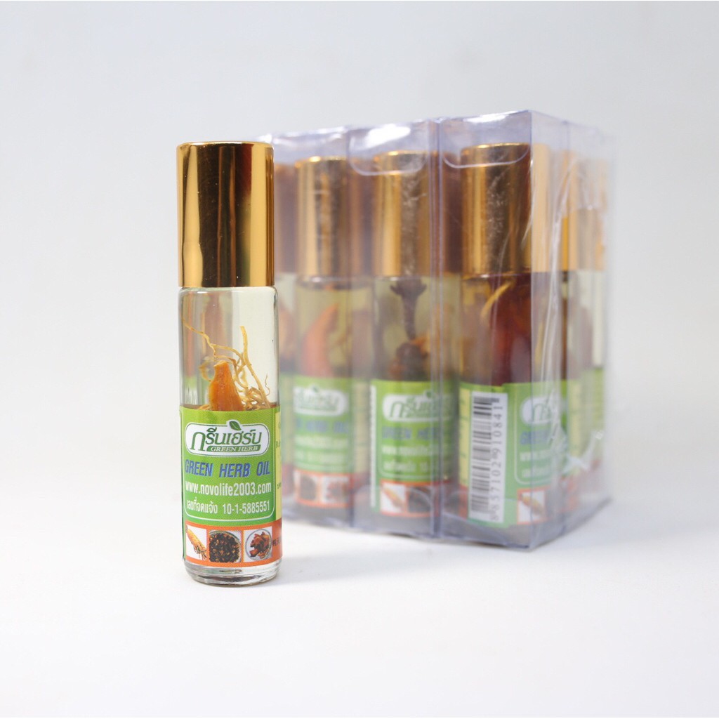 «8cc» 🎈 Lốc 12 Chai Dầu Gió Lăn 3 Vị Thảo Dược Nhân Sâm Green Herb Oil Thái Lan ❃