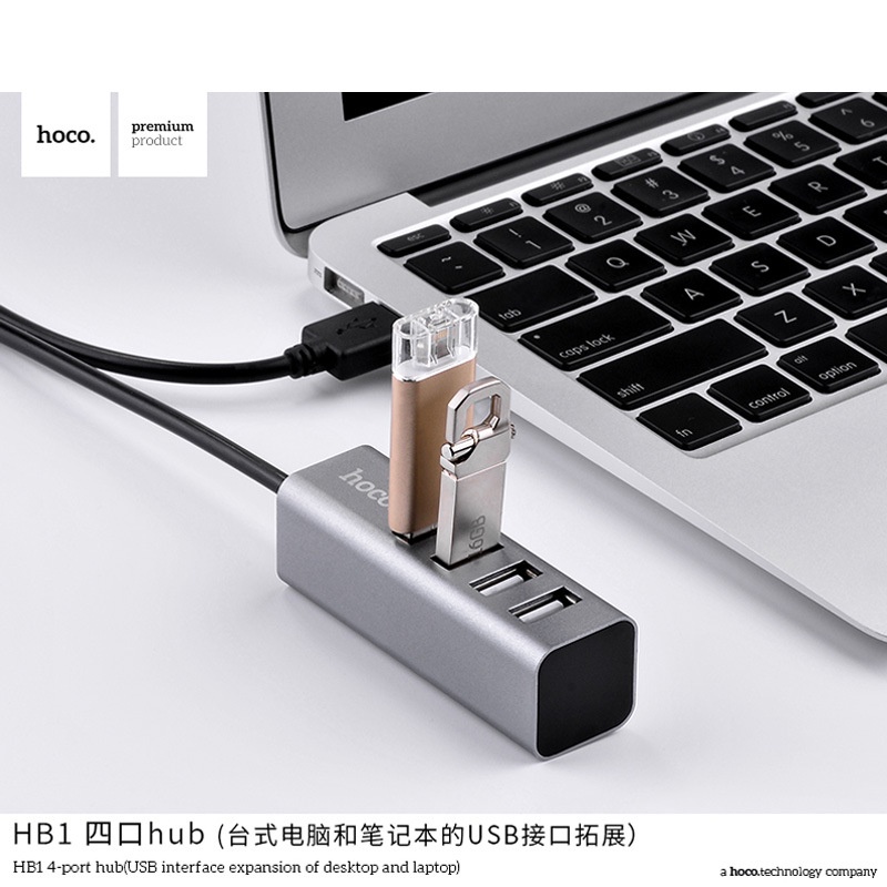 Hub chia cổng USB chính hãng Hoco HB1, bộ chia cổng usb ra 4 cổng Usb sử dụng đồng thời các thiết bị cùng lúc