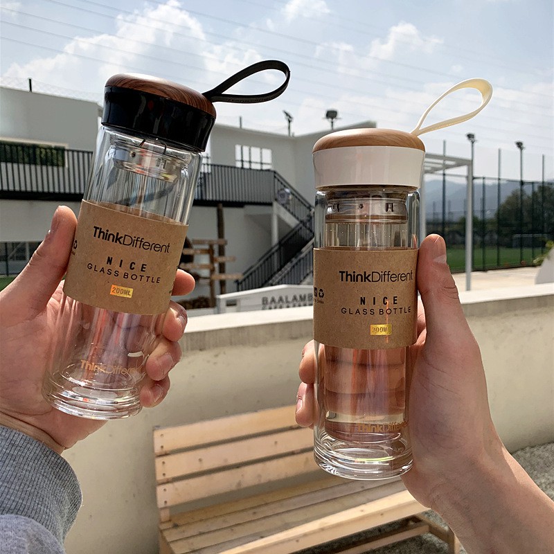 Bình thủy tinh 2 lớp có lọc trà Think Different 200ml