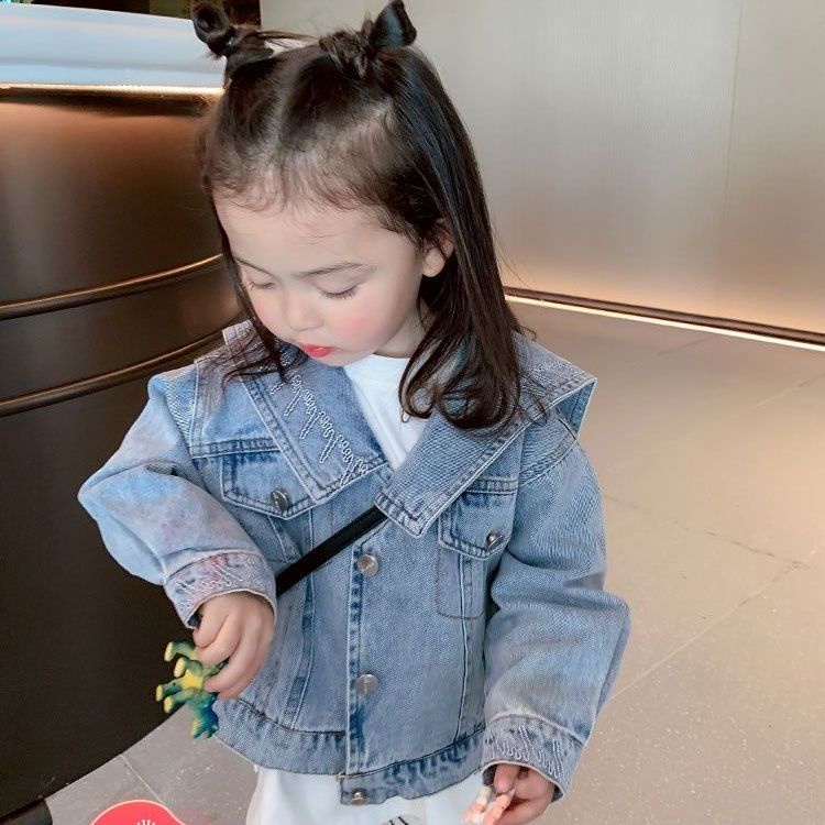 Áo khoác denim thời trang xuân thu phong cách phương tây 2021 dành cho bé gái