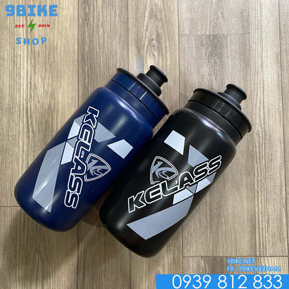 Bình nước xe đạp thể thao 550ml Kelass Đen - Xanh Dương