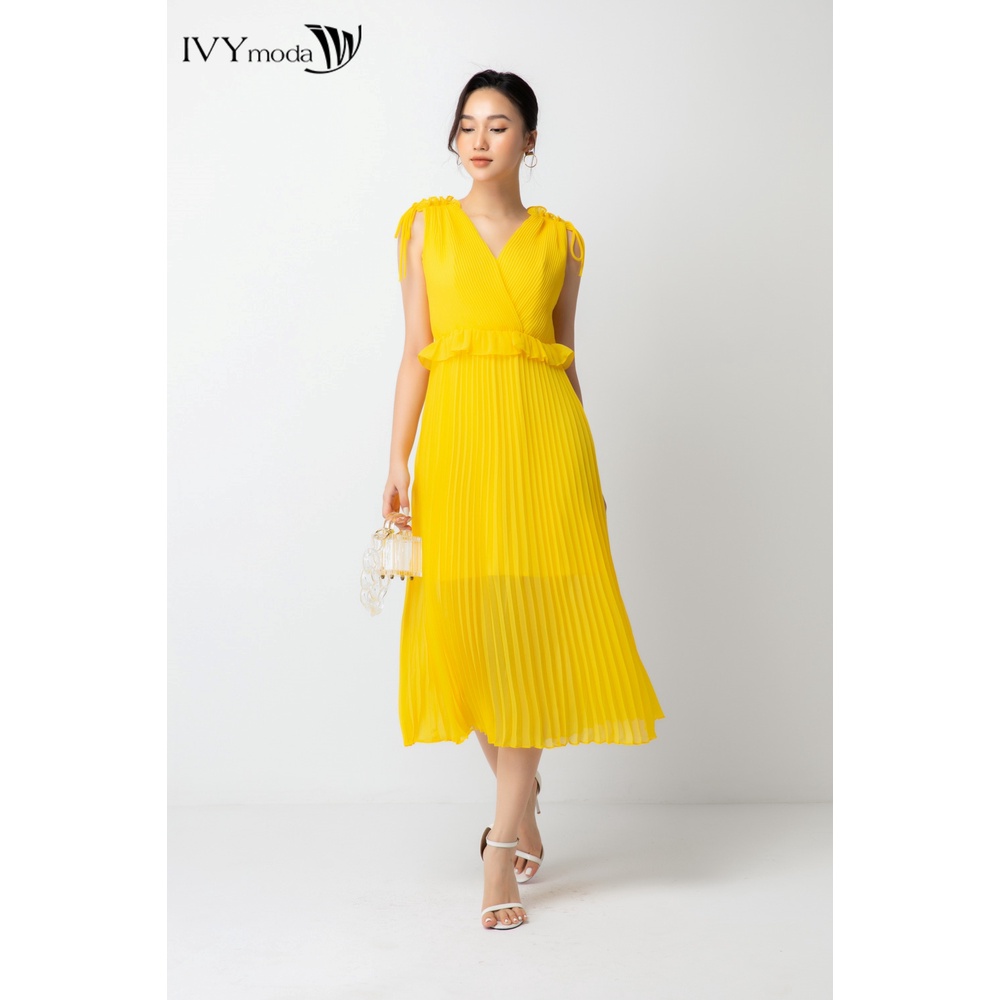 Đầm chiffon nữ dập ly IVY moda MS 41M6519