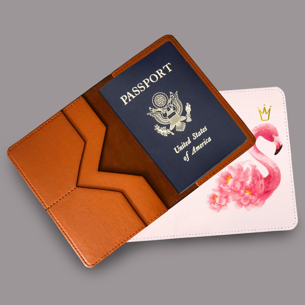 Bao Da Hộ Chiếu Và Phụ Kiện HỒNG HẠC - Ví Đựng Passport Du Lịch Cover Holder FLAMINGO Dễ Thương Cá Tính - LT022