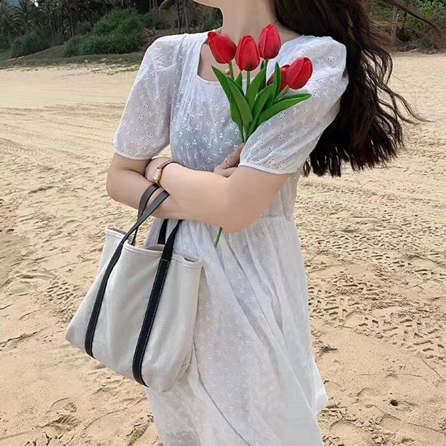 Váy bbd hoa thêu trắng