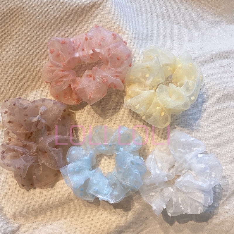 Scrunchies buộc tóc bông màu trơn cột tóc màu trơn đơn giản