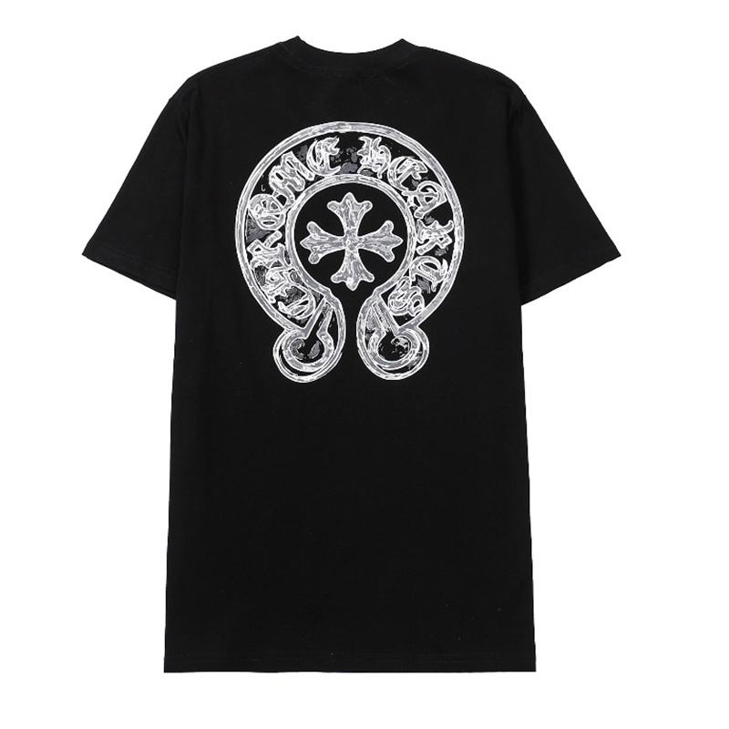 Áo Thun Cotton Tay Ngắn Dáng Rộng In Hình Chrome Heart Phát Sáng Thời Trang Cho Cặp Đôi