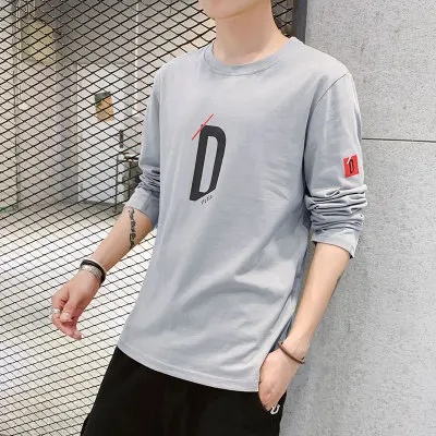 Áo thun cotton tay dài cổ tròn dáng rộng thời trang mùa thu mới cho nam