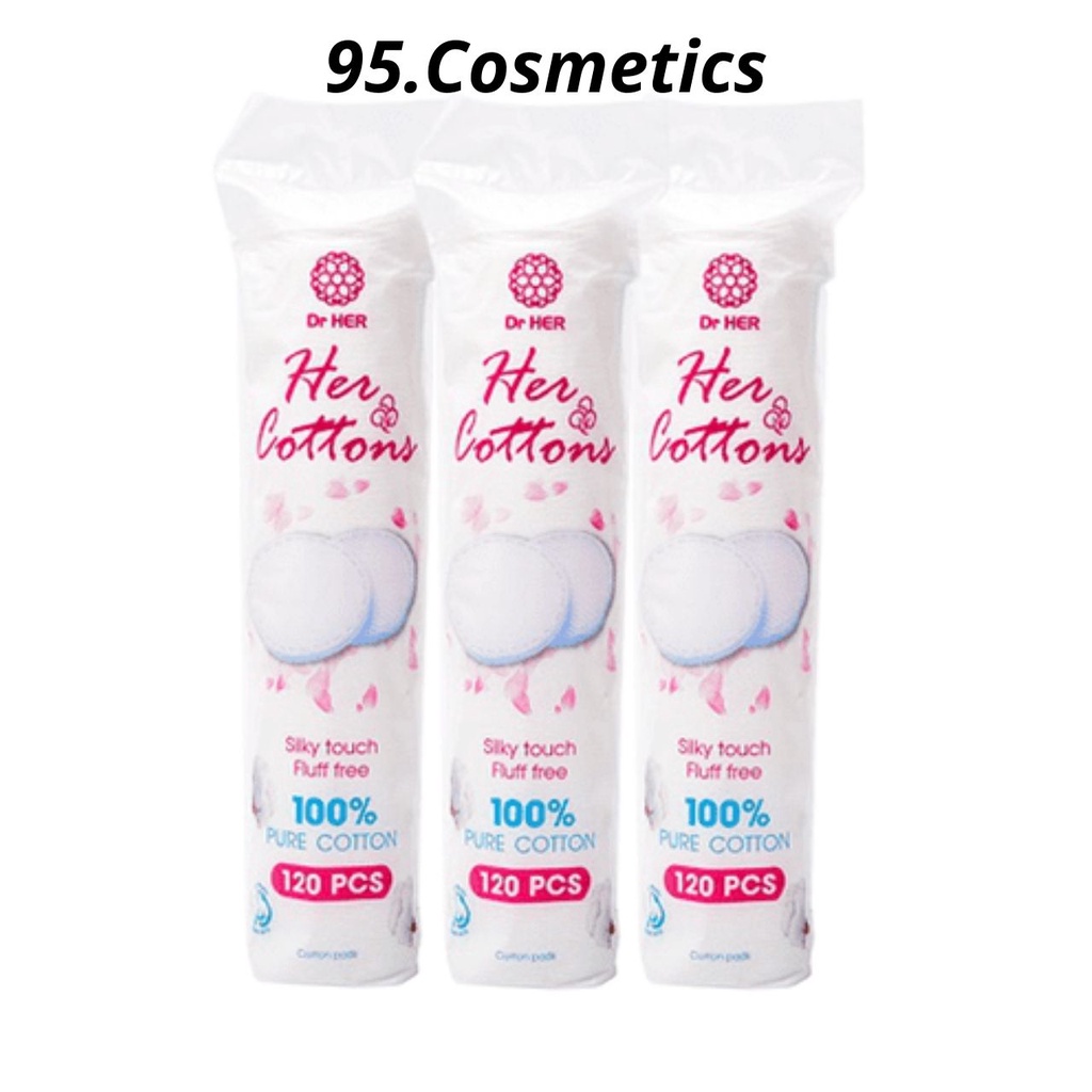 Bông Tẩy Trang Pháp Dr.Her 100% Cotton 120 Miếng, Dập Viền, Nhiều Lớp, Mềm Mịn Chính Hãng