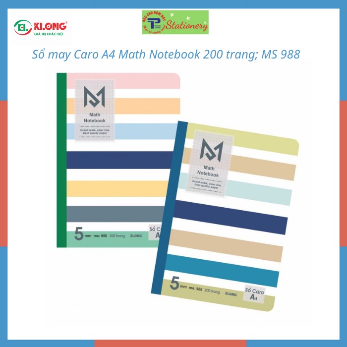 Vở may dán gáy Klong khổ B5 120,200 trang Caro MS 990,991