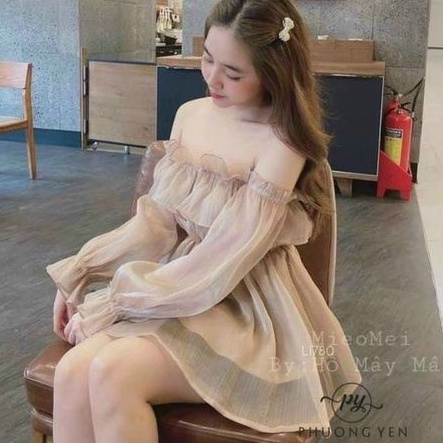 Đầm Xoè công chúa trễ vai vải tơ gân óng ánh Cao cấp (VIDEO THẬT) ❤