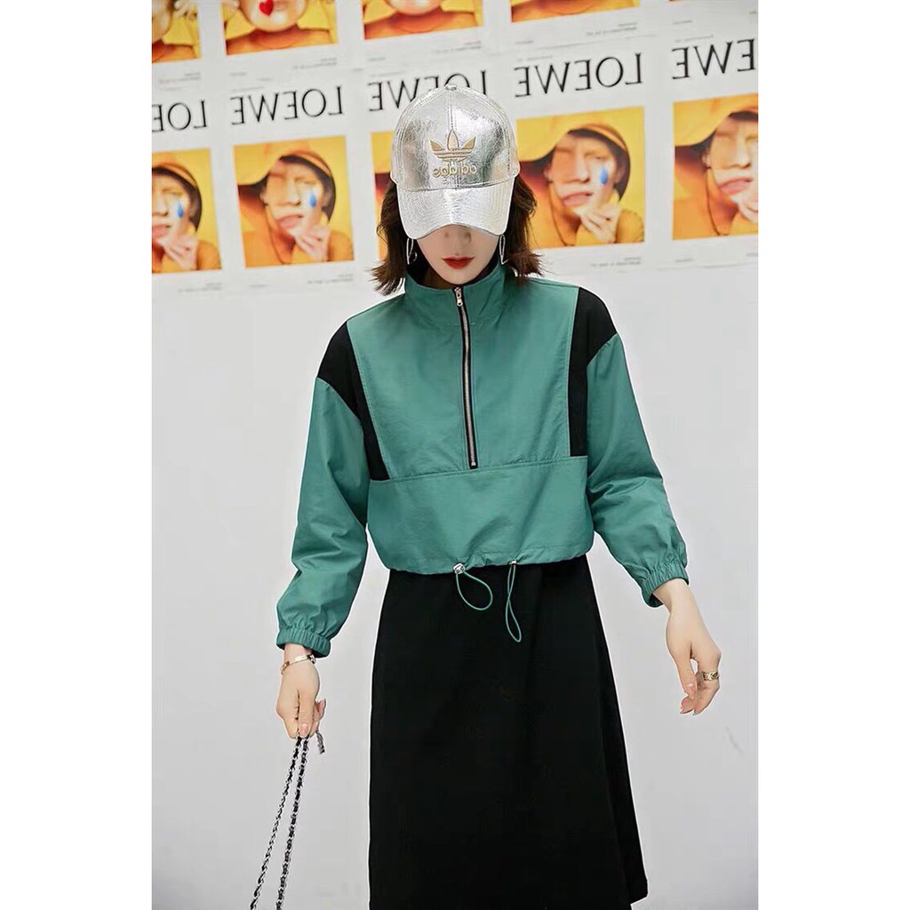 &lt; FREESHIP &gt; Áo khoác dù CROPTOP dây rút mẫu mới 4 màu lựa chọn