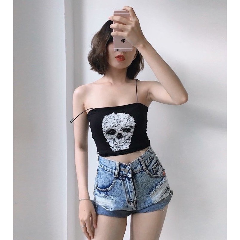 [HÌNH THẬT] ÁO HAI DÂY XƯƠNG ĐẦU LÂU THUN NỮ CROPTOP CO GIÃN ÔM BODY HOT GIRL ULZZANG HÀN QUỐC SWAG CHẤT 30