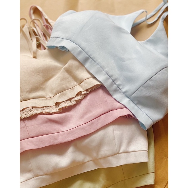 Áo croptop mút ngực cổ yếm 6 màu