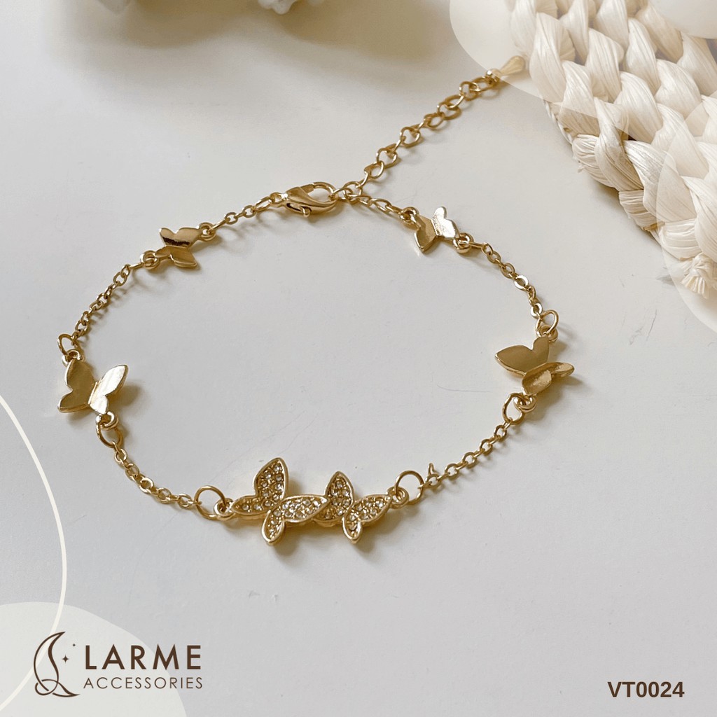 Vòng tay con bướm đôi vô cùng đáng yêu có 2 màu vàng và bạc larme accessories - VT0024