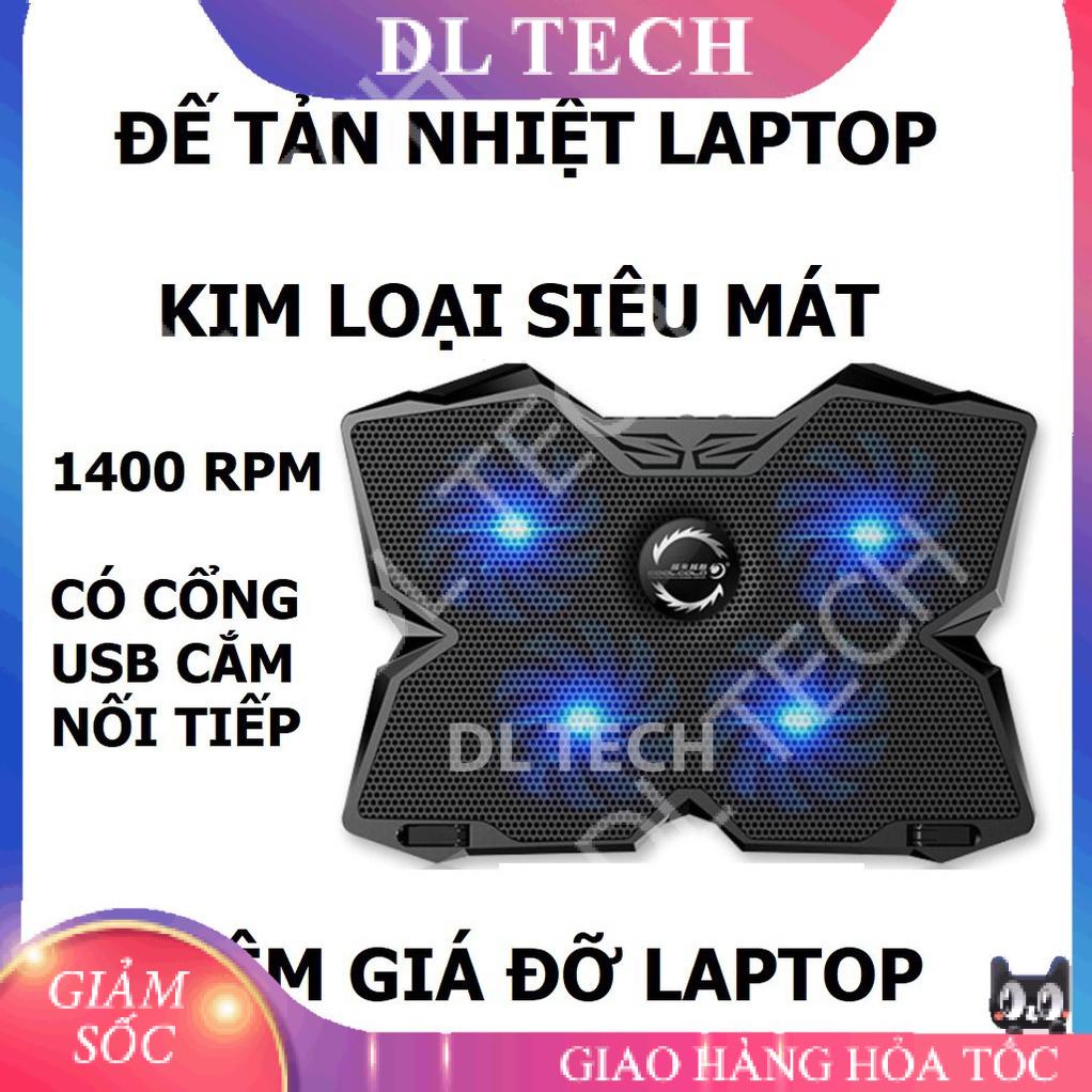 Đế Tản Nhiệt Quạt tản nhiệt Laptop Cool 4 Quạt, Đèn Led, Đế Nâng 17 Inch Trở Xuống Macbook Asus HP (mã Cool 2) DL TECH