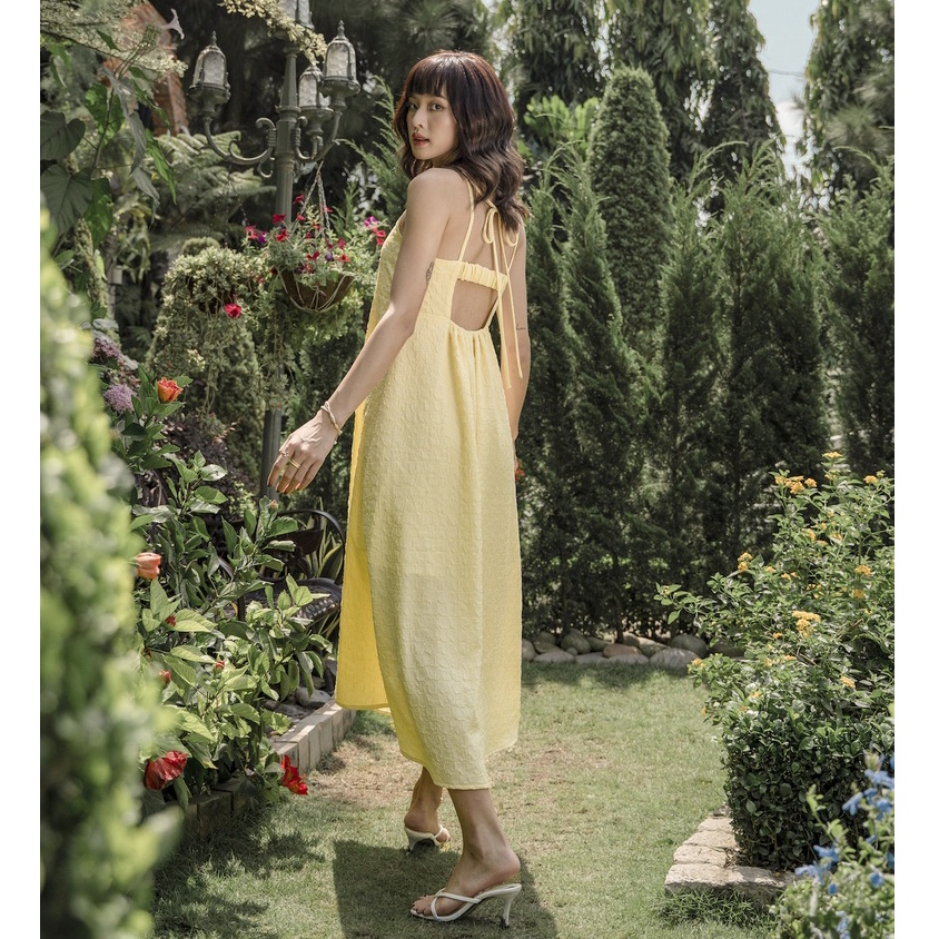 Đầm vàng cột nơ lưng Bridgette Midi dress