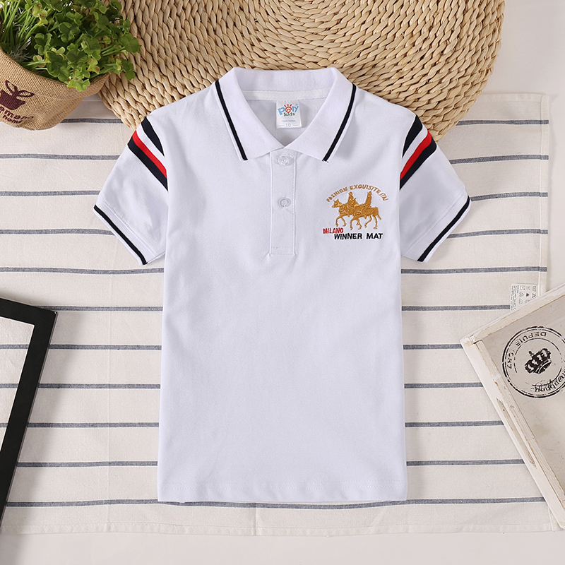 Áo bé trai polo chàng trai áo thun trẻ em Cotton nguyên chât áo thun 3-8 màu Áo thun trẻ con hè bình thường