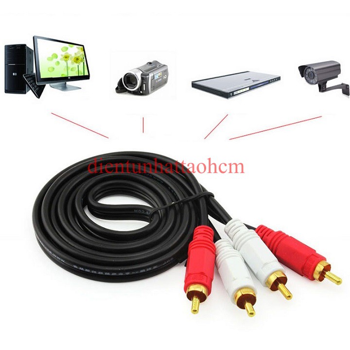 DÂY CÁP AV/RCA 2 ĐẦU HOA SEN ĐỰC RA 2 ĐẦU HOA SEN ĐỰC DÀI 1.5M