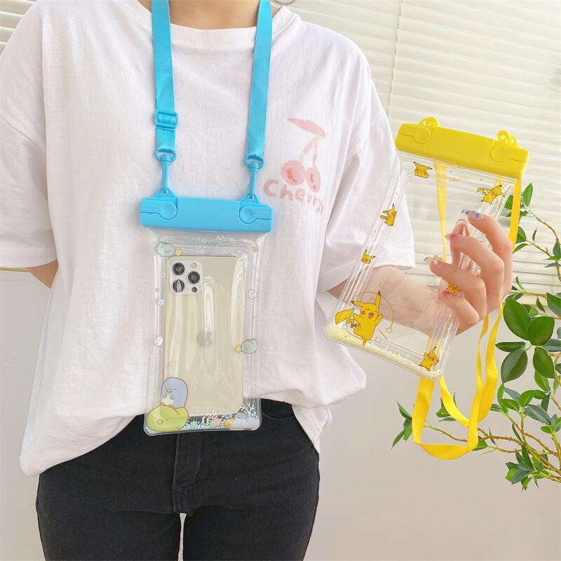Túi Đựng Điện Thoại Bằng TPU Trong Suốt Họa Tiết Hoạt Hình Dễ Thương Chống Thấm Nước Có Thể Điều Chỉnh Và Dây Đeo Cho Dưới 6.7 Inches