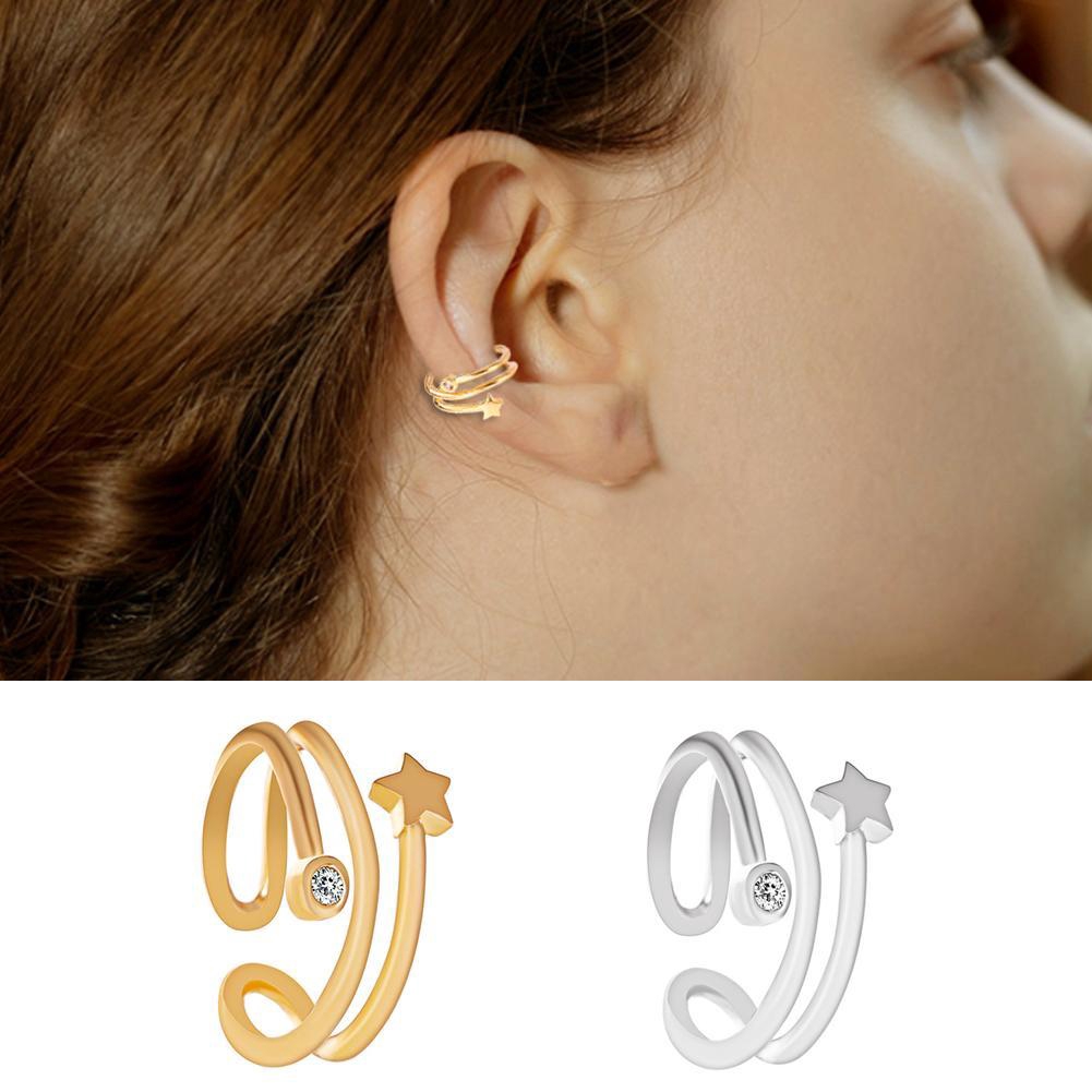 Khá lấp lánh pha lê năm cánh tai Clip thời trang Ear Cuffs Bông tai stud đẹp