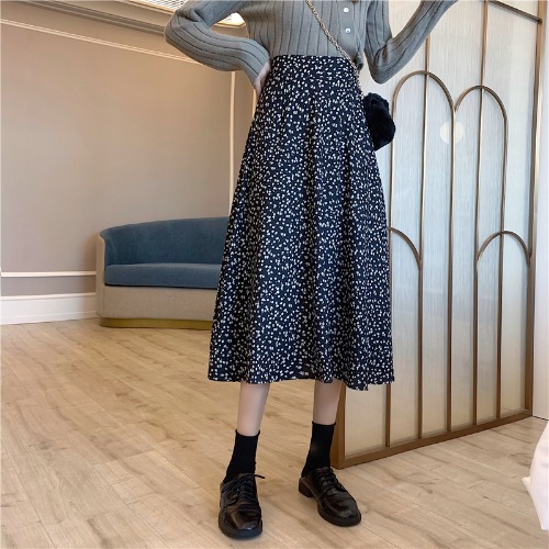 [Mã FAGREEN55 giảm tới 30K đơn 99K] Xiaozhainv Chân váy midi lưng cao họa tiết hoa thời trang xinh xắn cho nữ | BigBuy360 - bigbuy360.vn