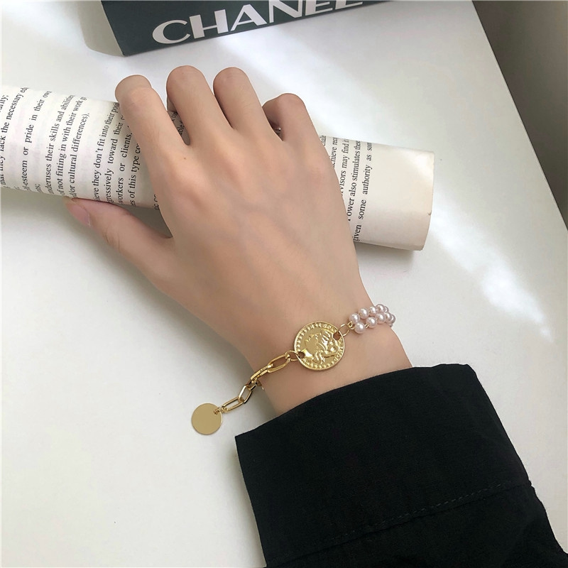 Vòng Tay Kim Loại Xỏ Hạt Ngọc Trai Nhân Tạo Phong Cách Hàn Quốc Xinh Xắn Cho Các Bạn Nữ | BigBuy360 - bigbuy360.vn